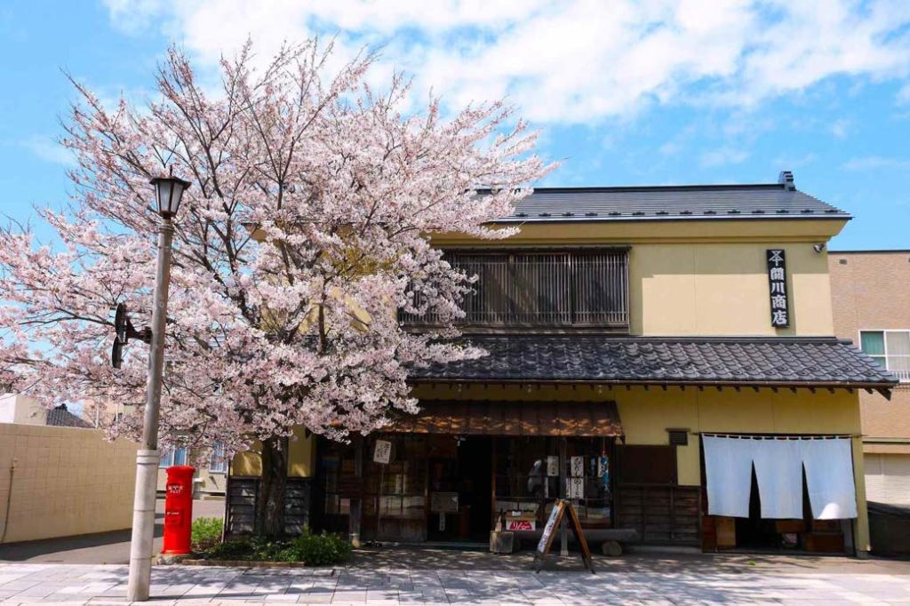 이니시에 가도(역사의 거리)：메이지시대 초반까지 교역과 청어 잡이, 노송나무 매매로 번성했을 때 거리 모습을 복원했습니다. 그 당시의 분위기가 풍기는 거리를 걸어 보십시오.